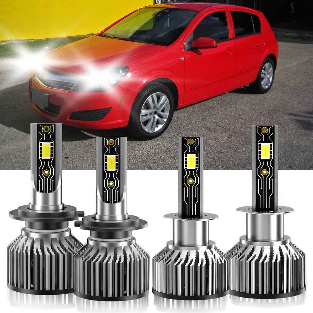 4X LED Headlight Bulbs Kit H1+H7 High Low Beam 6500K For Opel Astra 2006-2009