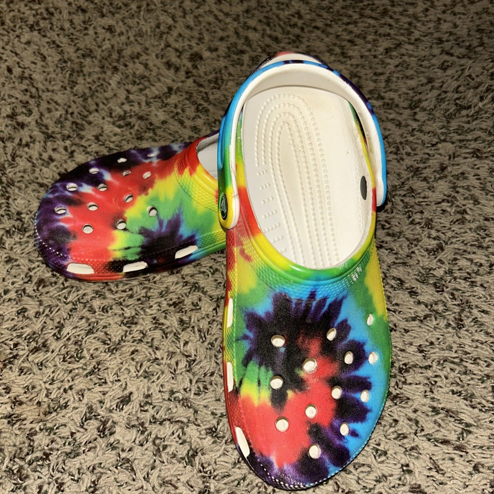 Rainbow Tie Dye Crocs Clogs Womens Size 9 Men Size 7
