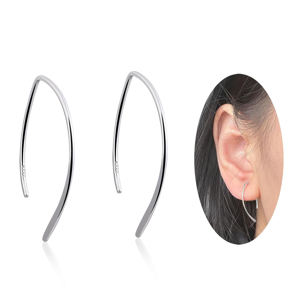 Sterling Silver Hypoallergenic Threader Pull-Through Earrings for Sensitive Ears
