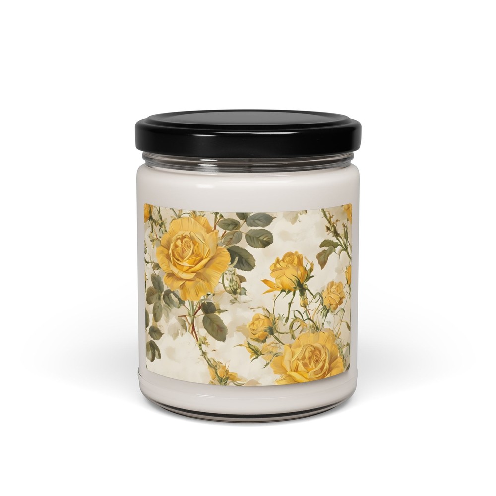 Soy Candle, Yellow Floral Flowers Scented 9 oz - Relaxing Floral Candle, Floral