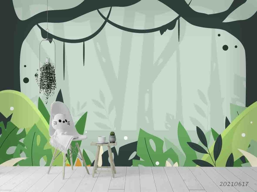 3D Jungle Plants Illustration Wall Murals Wallpaper Murals Wall Sticker 8