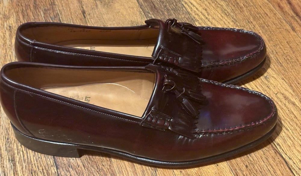 Mens Vintage Johnston Murphy Aristocraft USA Brown Loafers Shoes Tassel Size 10