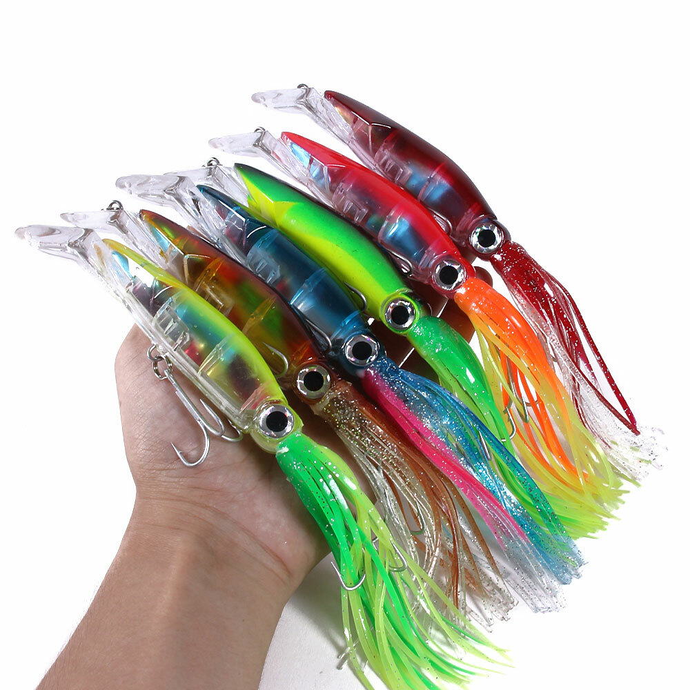 6PCS Squid Octopus Jig Lure Set with Skirt for Bass Fishing