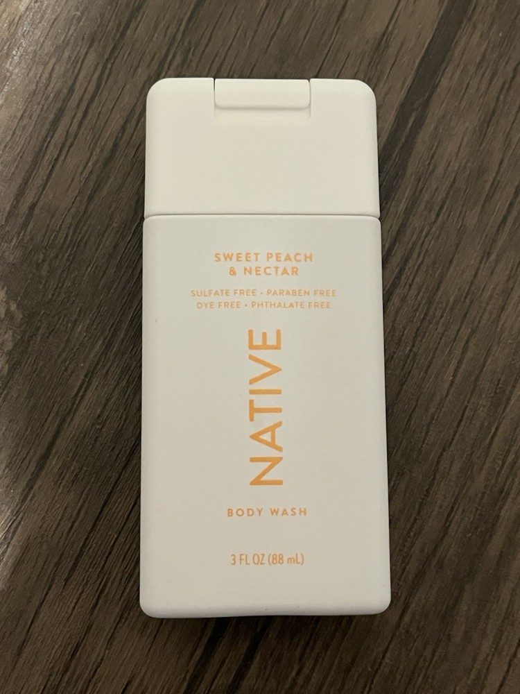 Native Mini Travel Size Body Wash, Sweet Peach & Nectar, 3 oz NEW