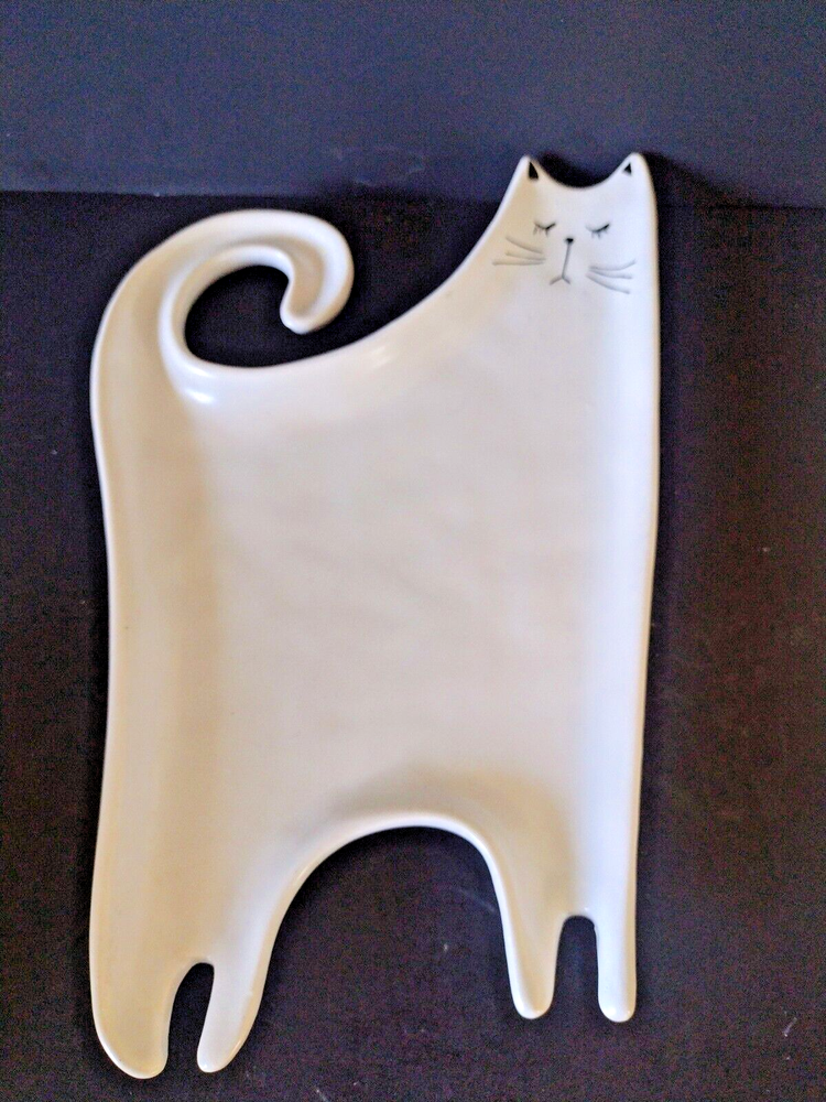 Tabletop Gallery Cat Shaped White Plate Dish Snack Animal Novelty Fun Cat Plate