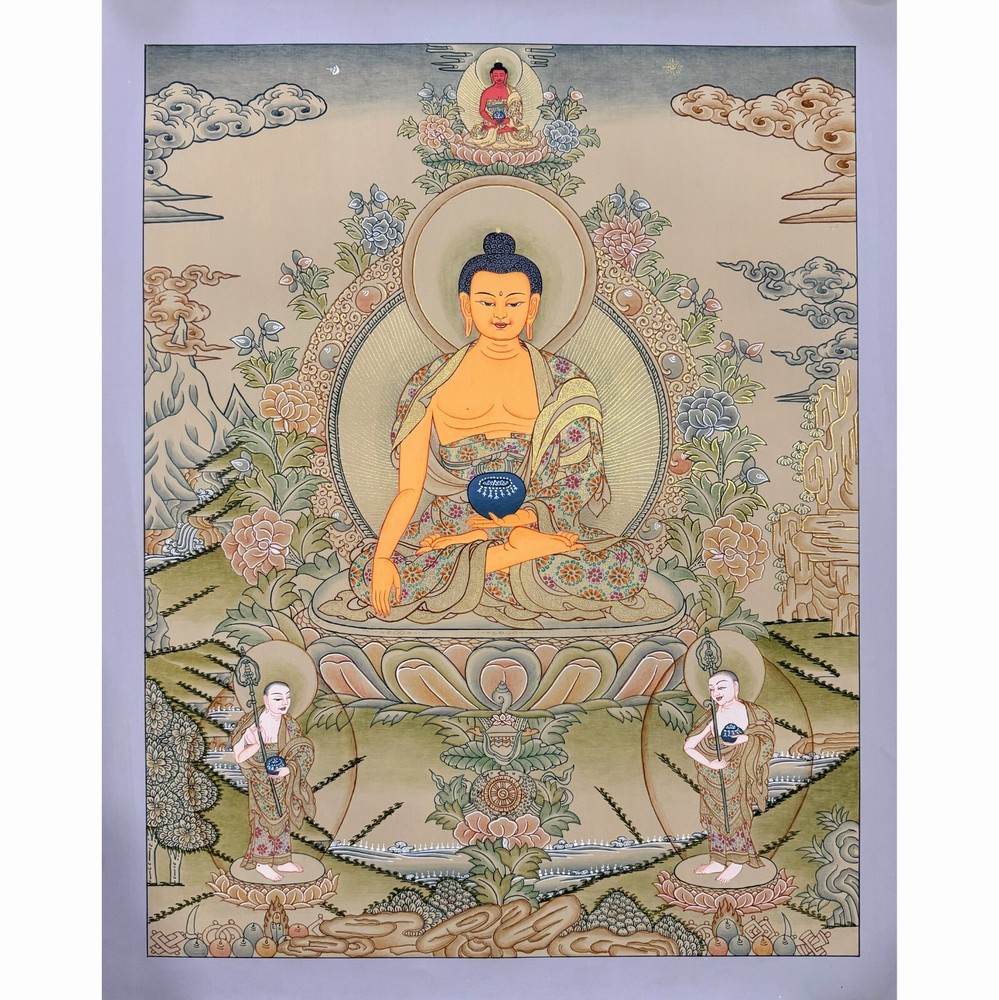 Shakyamuni Buddha Thangka Painting, Tibetan Wall Art for Decoration