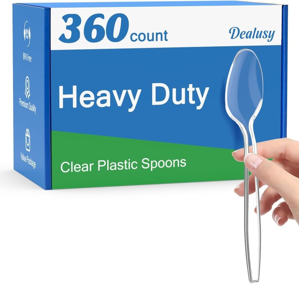 Clear Plastic Spoons 360 Count Disposable Heavy Duty BPA-Free Heat Resistant