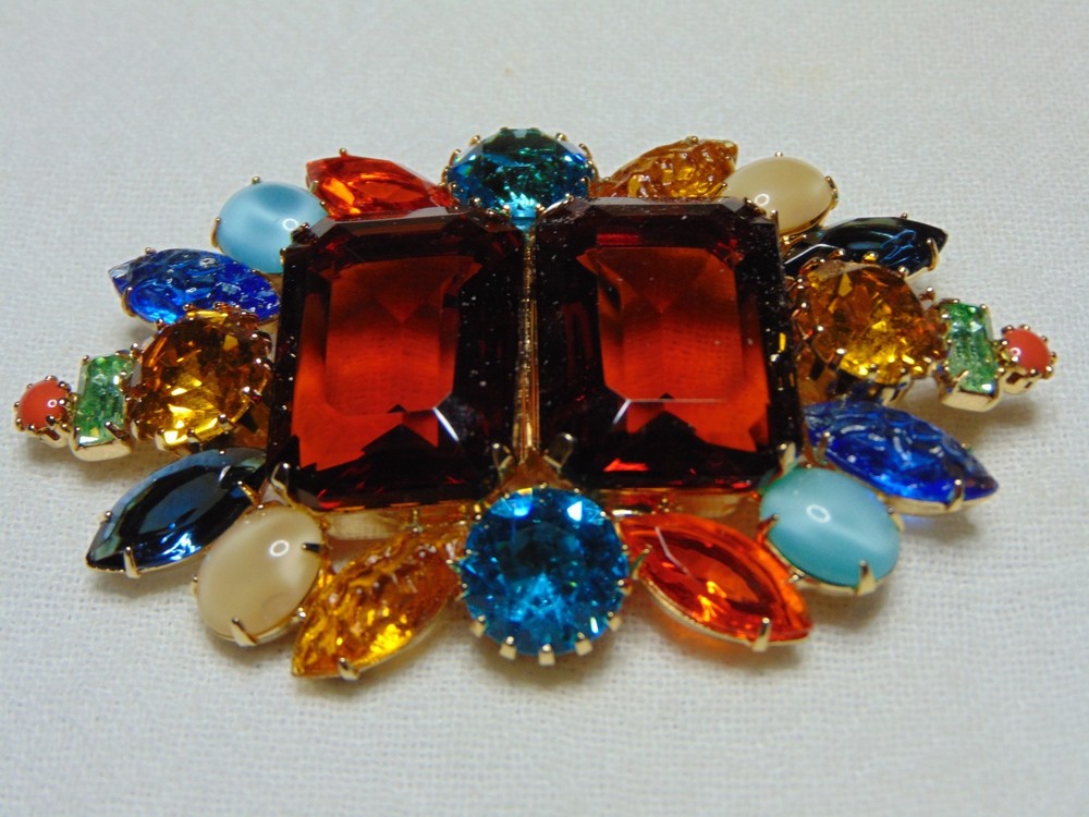 magnificent colorful Juliana brooch fruit salad glass cabs crystals