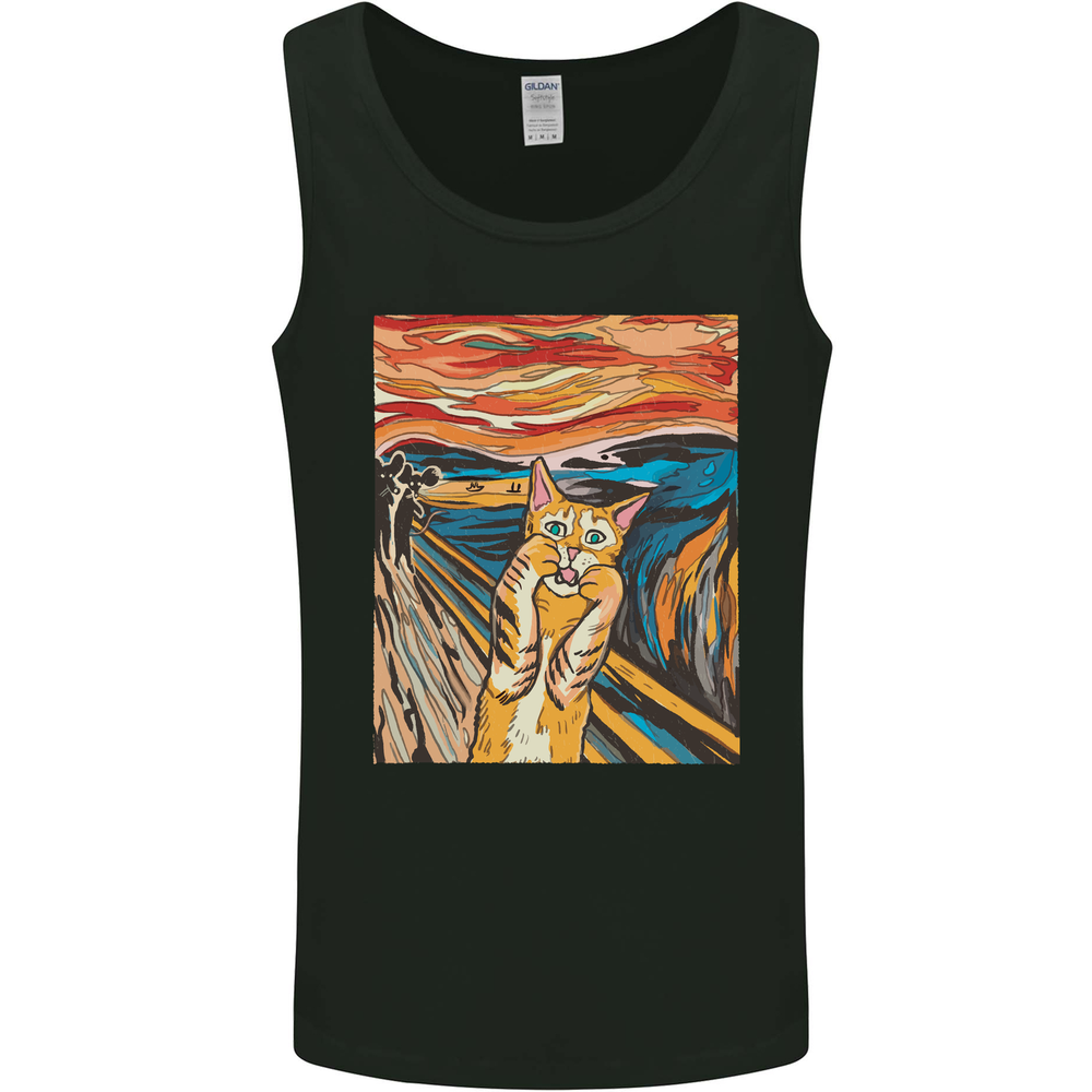 Cat Scream Painting Parody Mens Vest Tank Top