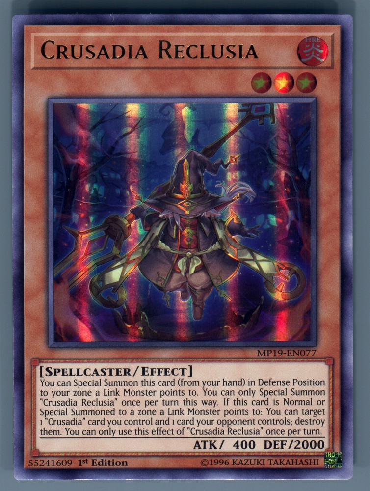 Yugioh Crusadia Reclusia MP19-EN077 Ultra Rare 1st Edition Light Play Card