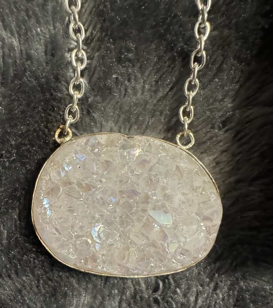 Paparazzi  Silver Necklace With Translucent White Stone - Beautiful!