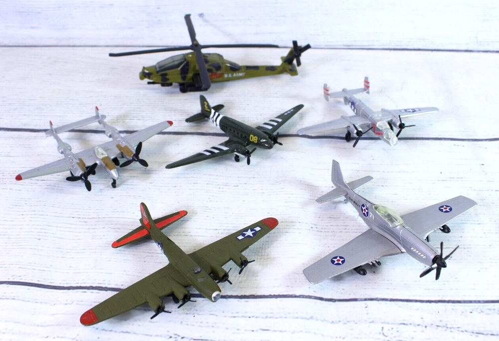 Lot of 6 PLANES Metal Diecast Planes Helicopter Military Vehicles 4.5 - 7