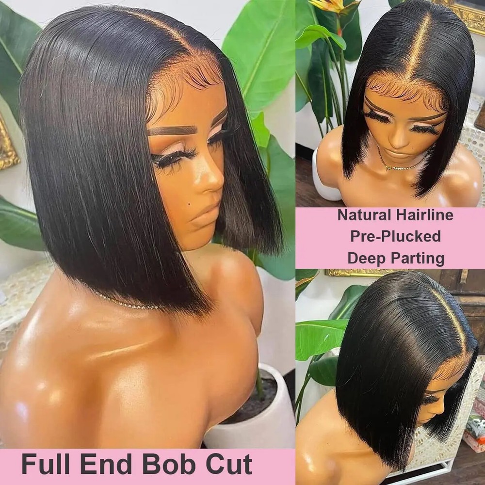 Glueless Short Bob HD Lace Wig with Pre Plucked Bleached Knots Human Hair