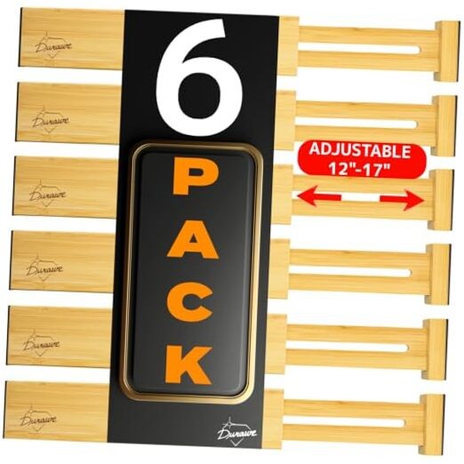 Expandable Bamboo Drawer Organizers Adjustable 12 to 16 Inches for Kitchen