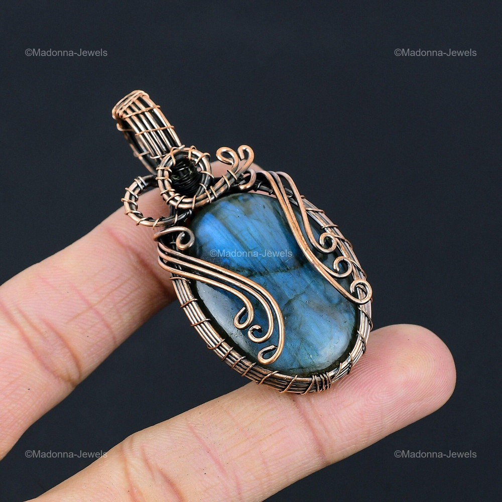Mother's Day Copper Labradorite Wire Wrapped Sister Pendant-image