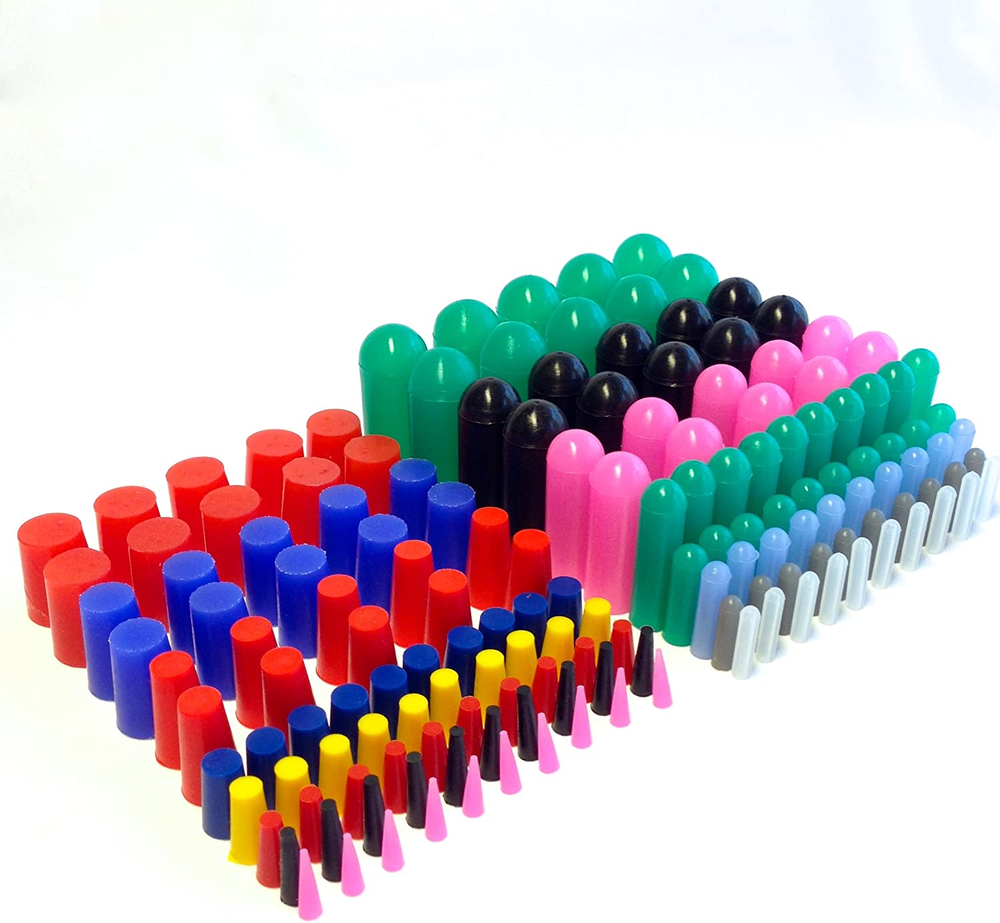 High Temp Masking Supply 160 Piece Silicone Rubber Plug and Cap Set - 1/16