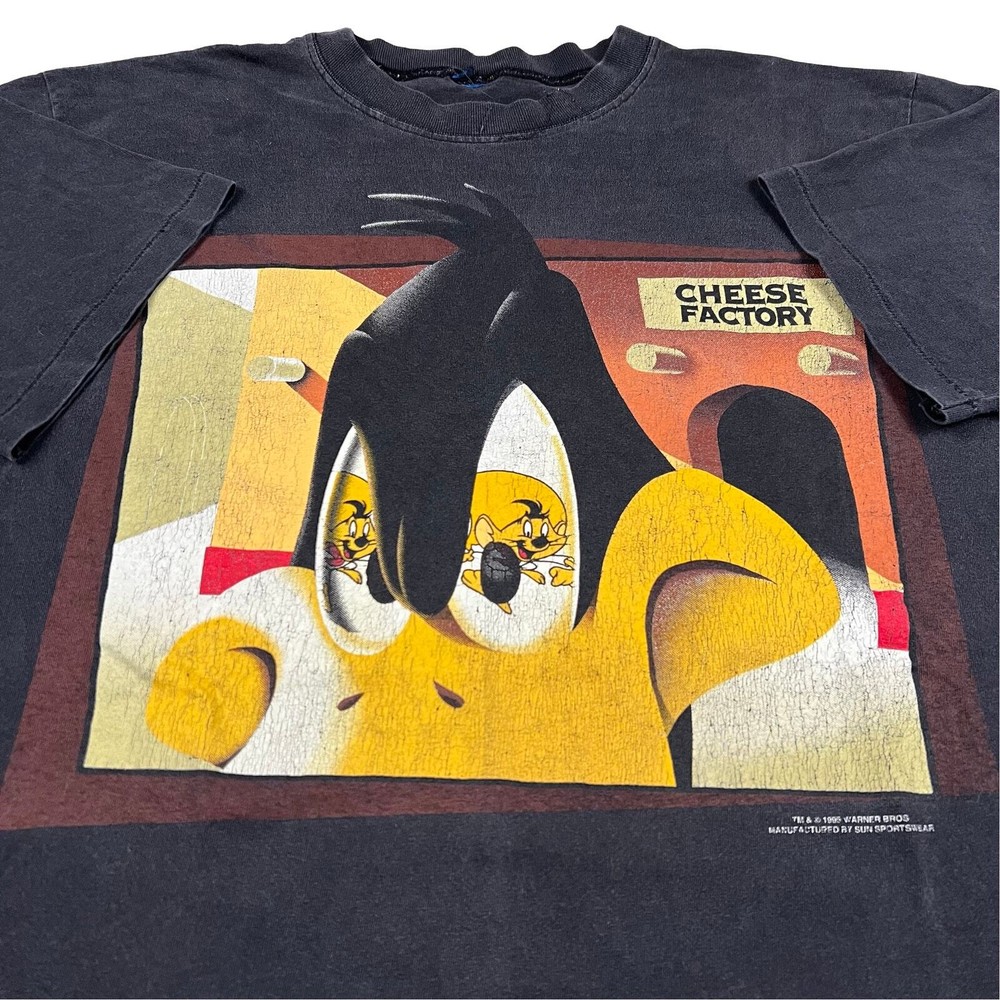 Vintage daffy duck looney tunes 90s faded black t shirt