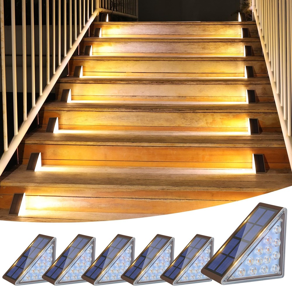Solar Step Lights Outdoor Waterproof LED Stair Lights Solar Powered Pathway Lighting