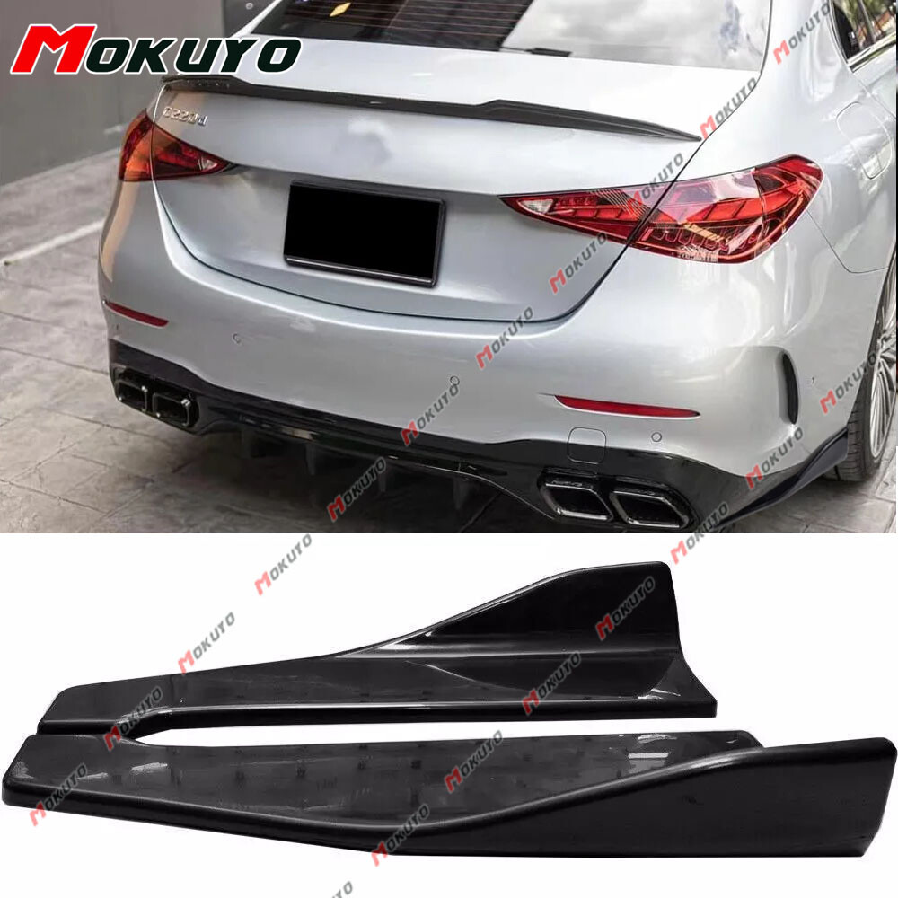 2X Glossy Black Rear Bumper Side Splitter Spats For Mercedes Benz W205 W206