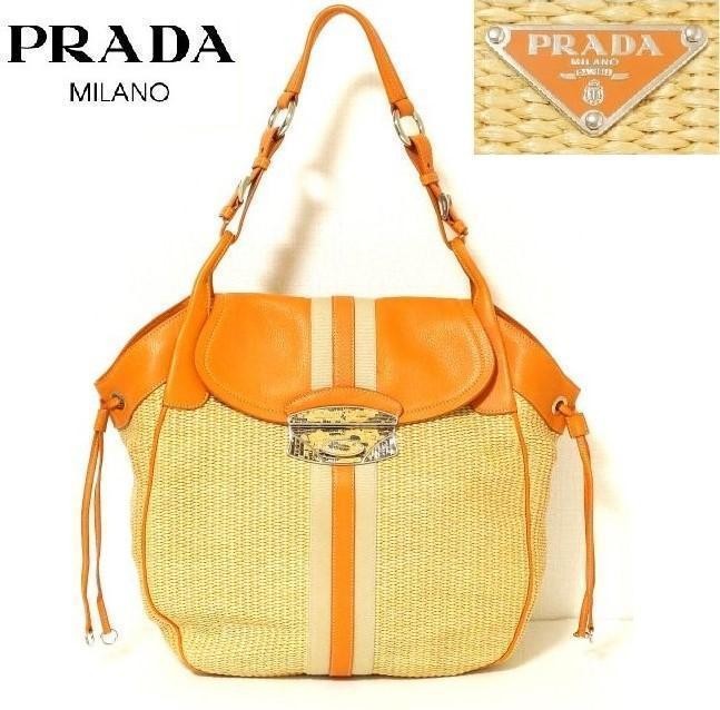 PRADA Lizard Trim Hobo Bag with Triangle Logo in Excellent Condition