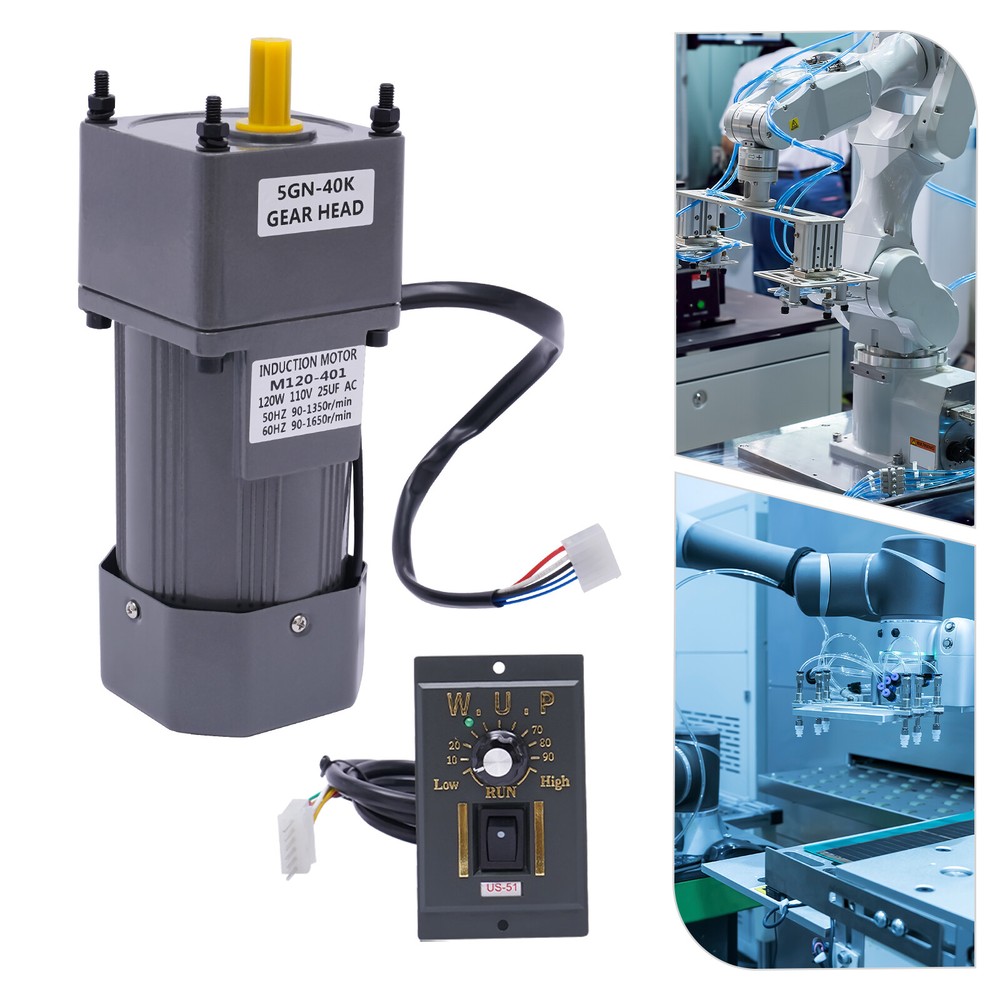 40K Gearbox Electric Motor 110v AC Geared Motor High Torque Single-phrase Gray