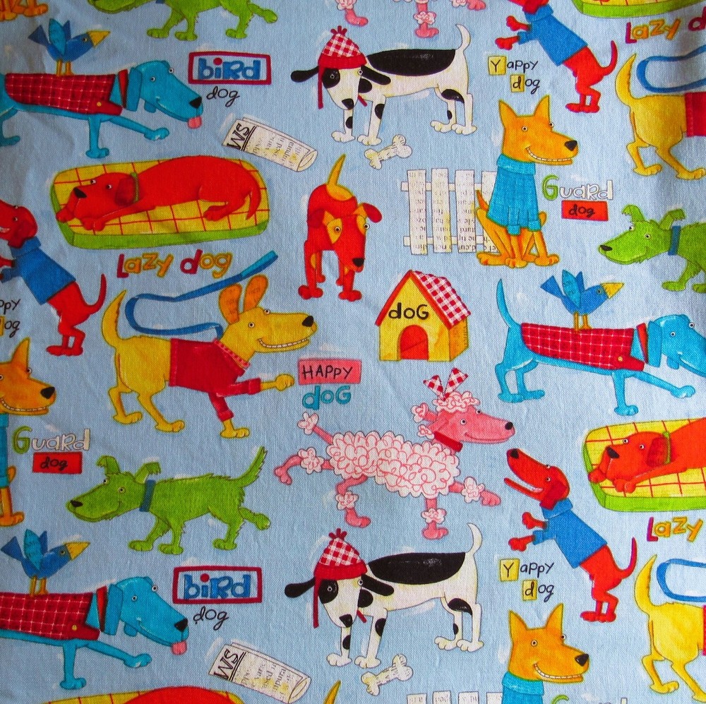 1yd Nancy Wolff DOGS SPOTTED EVERYWHERE Whimsical Robert Kaufman Quilting Fabric