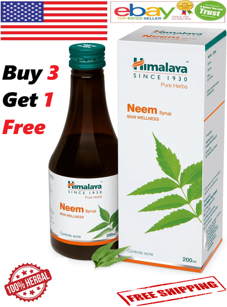 Himalaya Neem Syrup For Skin Wellness 100% Natural & Organic 200ml. (Free Ship)