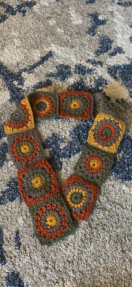 Granny Square Earth Tone Scarf