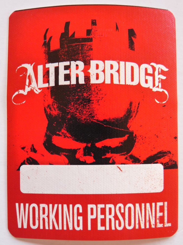 Alter Bridge Concert Tour Red Working Backstage Pass D14