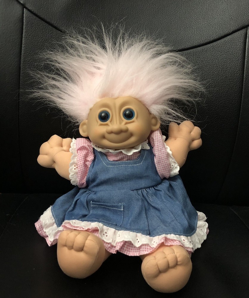 Vintage Russ Berrie Troll Doll item # 2345 Pink Hair & Blue Eyes Soft Cloth