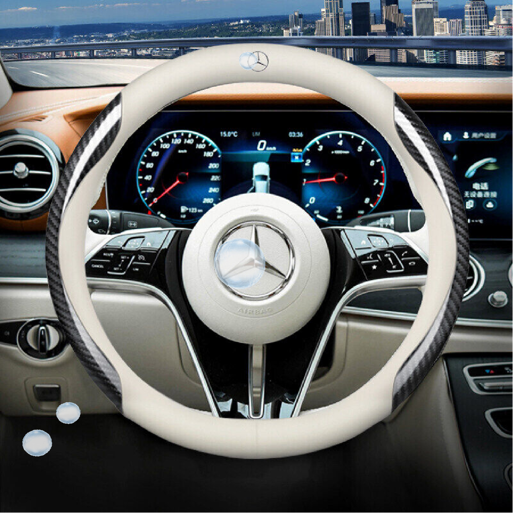 Apply Car Carbon fiber Leather Steering Wheel Cover 15