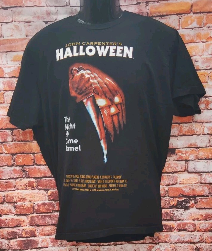 John Carpenter's HALLOWEEN Movie Poster T-Shirt L Cotton Michael Myers Horror