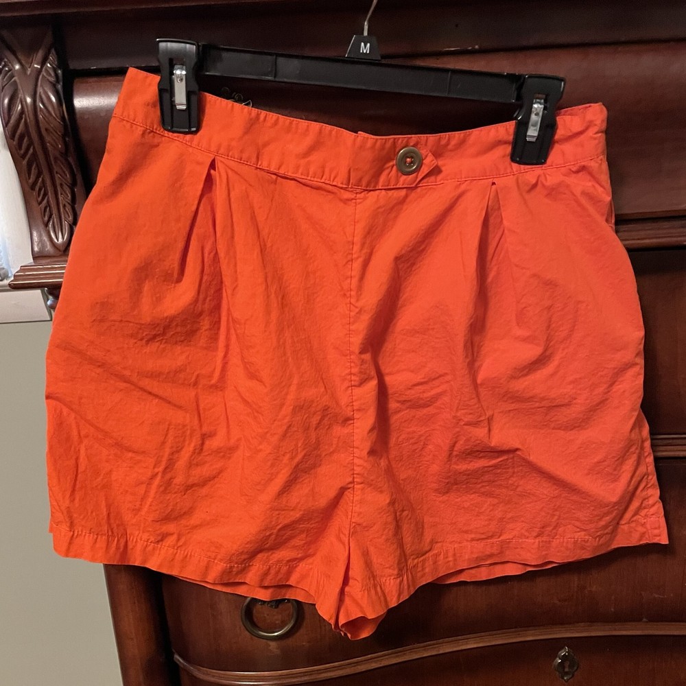 Maeve by Anthropologie Shorts Women’s Size 10 Orange Pleated Poplin Indie Boho