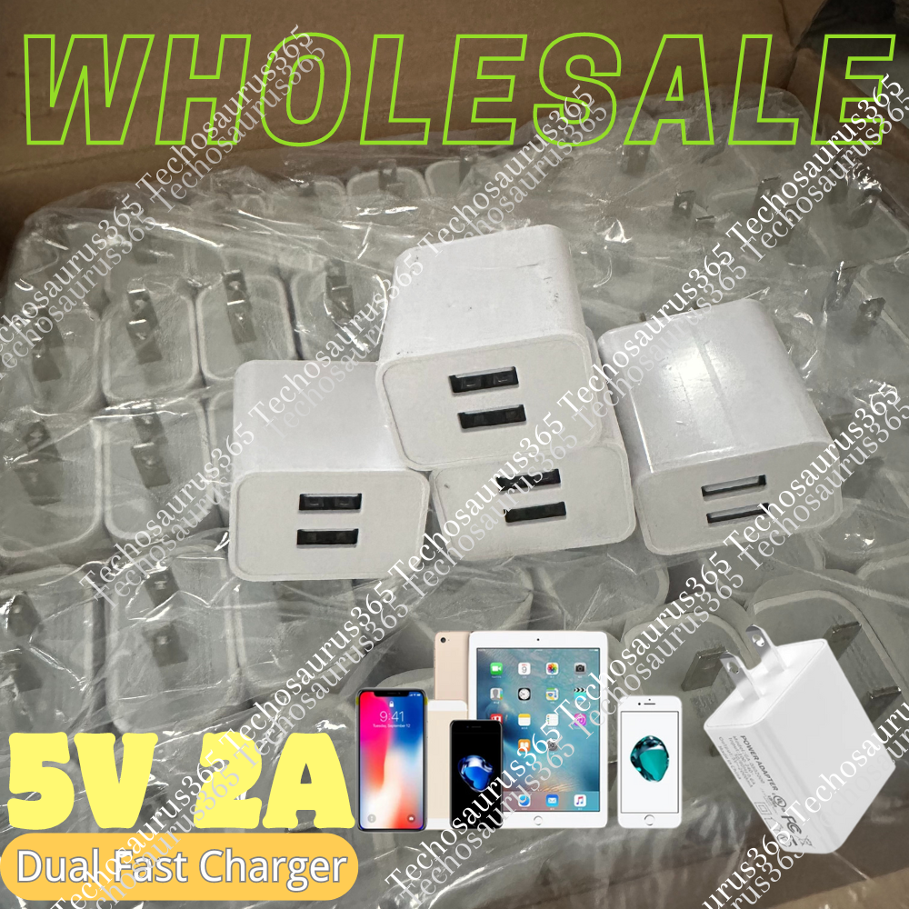 Dual USB Fast Charger Adapter 5V 2A for iPhone Samsung USB-A Plug