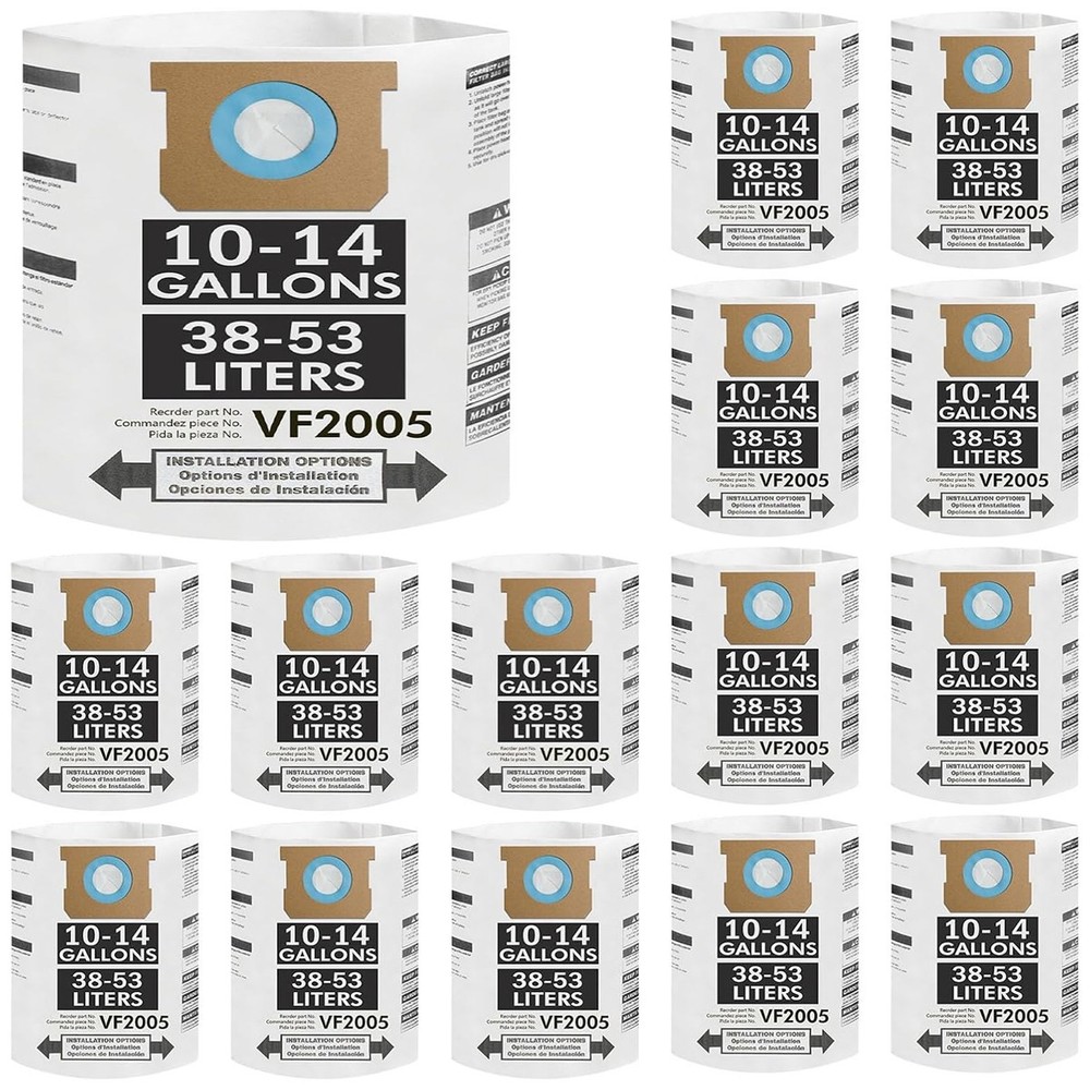 VF2005 Vacuum Bags Compatible with Shop Vac Bags 10-14 Gallon Vacuum Filter Bags