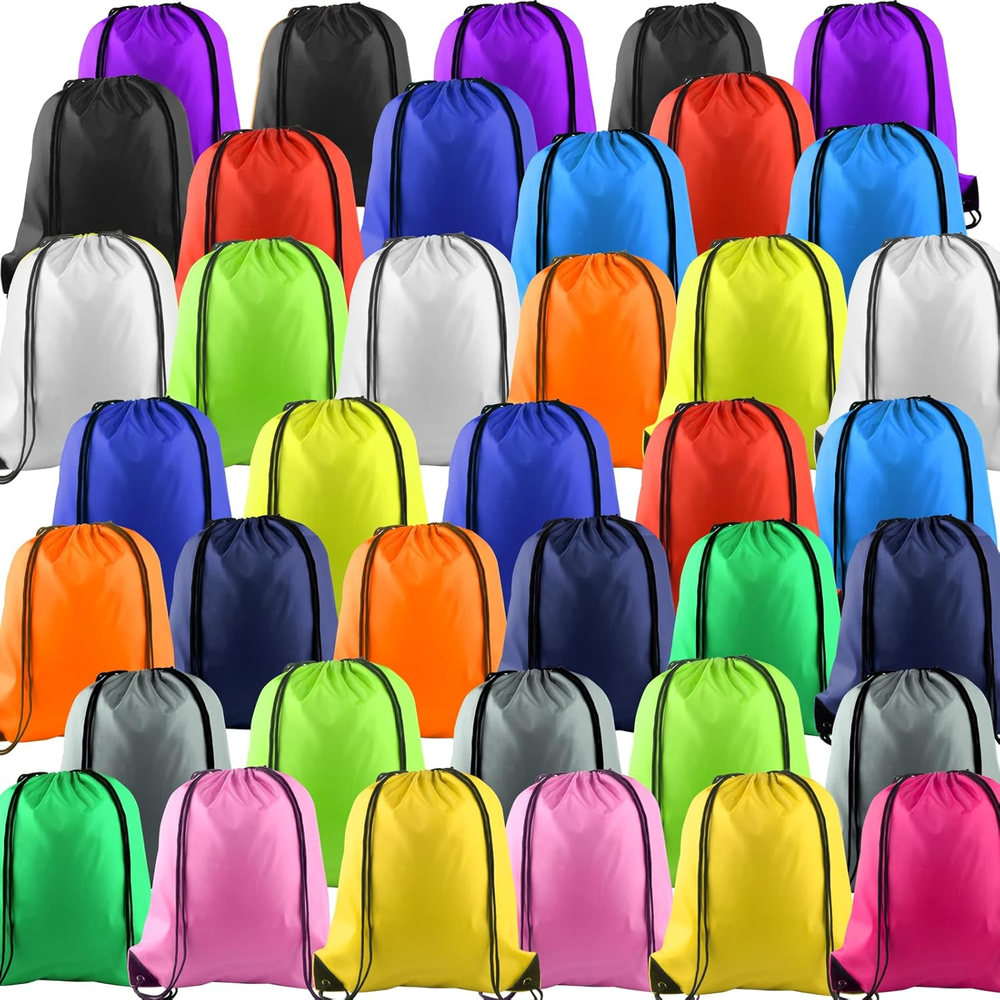 40 Drawstring Backpack Bags - Foldable, 15 colors, versatile use.