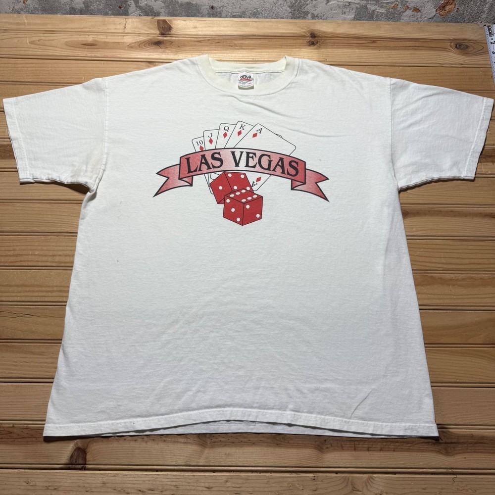 Vintage 90s Las Vegas Casino Royal Flush Diamonds Dice Souvenir Shirt - Size XL