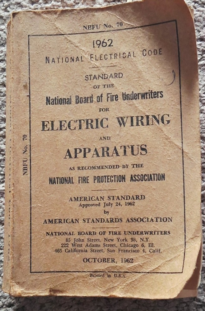 1962 National Electrical Code Regulations of Board of Fire Underwriters🔥