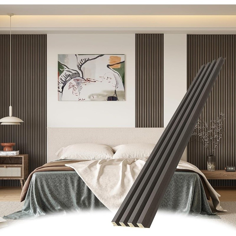 3D Wood Slat Wall Panels Waterproof Fire-Resistant Acoustic Easy Install Decor