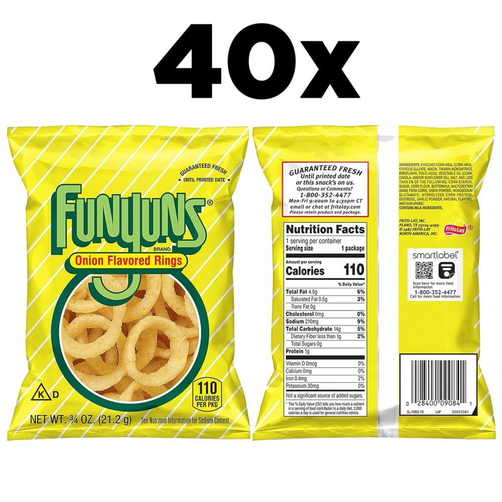 Onion Rings Snack, 40 Bags, 0.75 oz - Gluten Free=