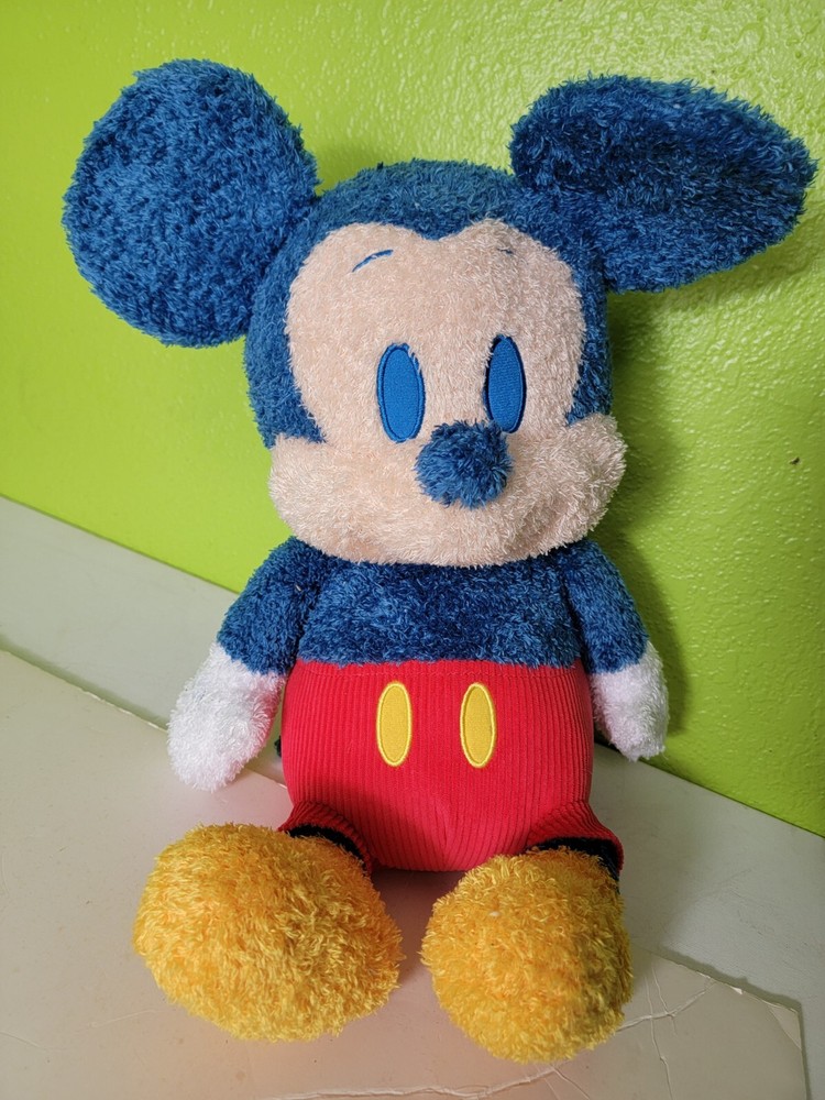 Disney Parks Weighted Emotional Support Blue Mickey Mouse Plush Doll Toy 14” VGC