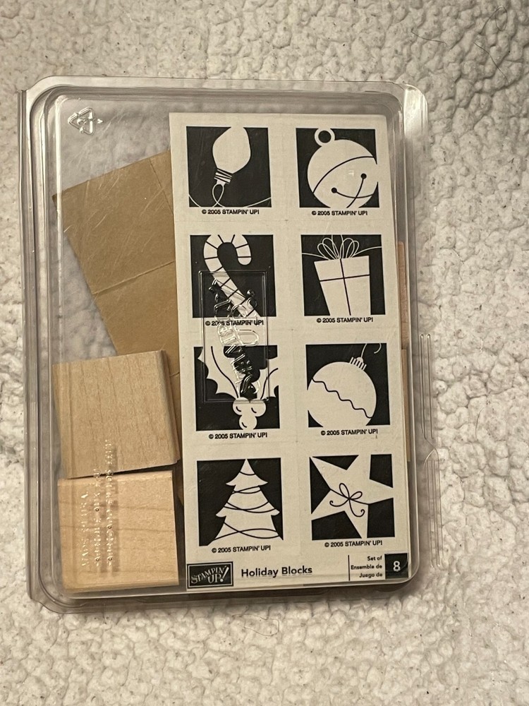 Stampin Up Holiday Blocks Unmounted Stamp Set for Christmas Cardmaking and Scrapbooking