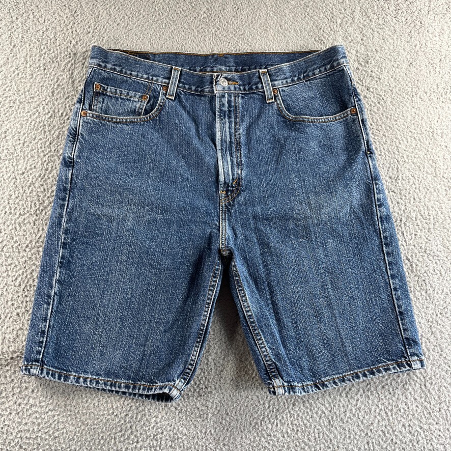Levis 505 Shorts Mens 36 Blue Denim Jean Bermuda Straight Regular Dark Outdoor