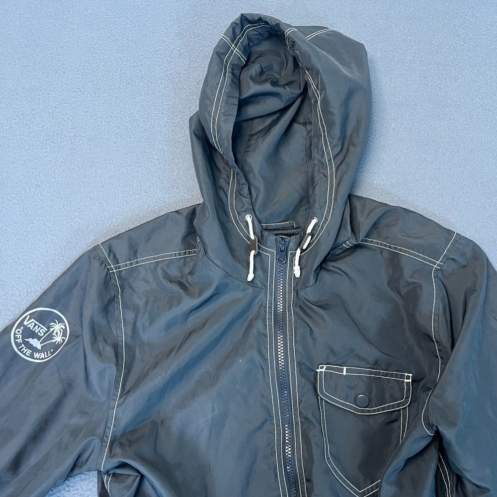 Vans Jacket Men's S Windbreaker Joel Tudor Collection Full Zip Hooded Gray Pkt