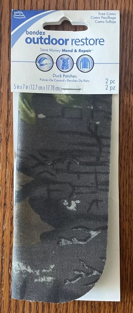 New 2 pc-Bondex Green Tree Camo Iron-On Canvas Patches Each 5