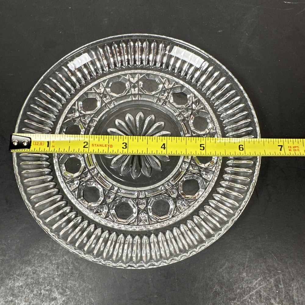 Vintage FEDERAL GLASS WINDSOR Clear BUTTON & CANE Pattern 6.5” Plate