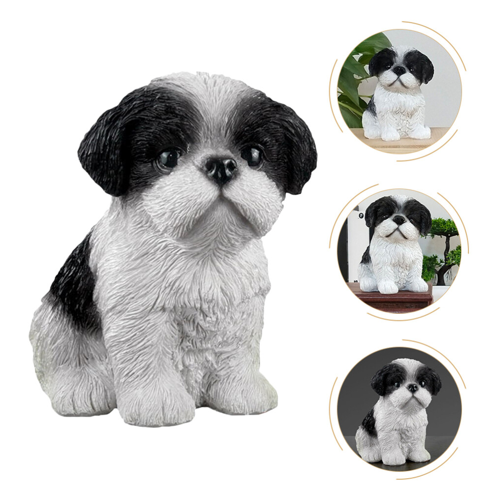 1pc Resin Dog Statue Lovely Resin Figurine Adornment Art Designed Decoration