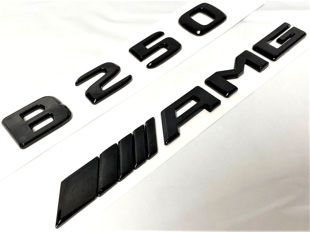 BLACK B250 + AMG FOR MERCEDES REAR TRUNK EMBLEM BADGE NAMEPLATE DECAL NUMBERS
