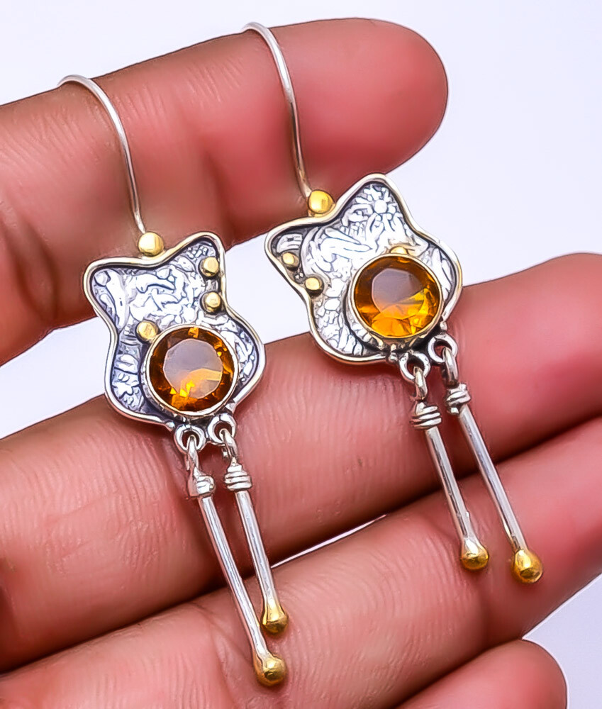 Citrine 925 Sterling Silver Two Tone Earring 2.34