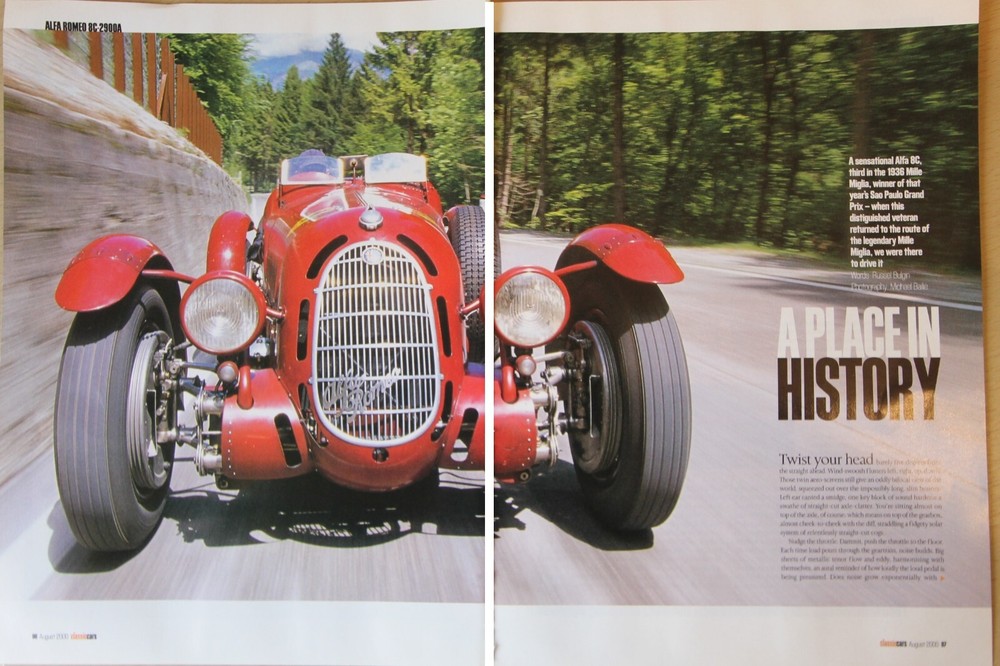 CC 2000 magazine article: 1936 ALFA ROMEO 8C-2900A driven back at Mille Miglia